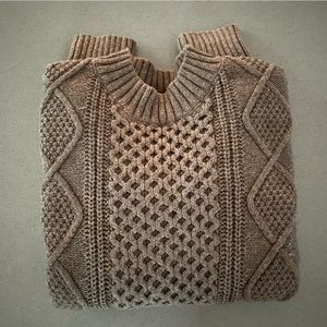 Banana Republic chunky cable-knit cropped mocha colored sweater.